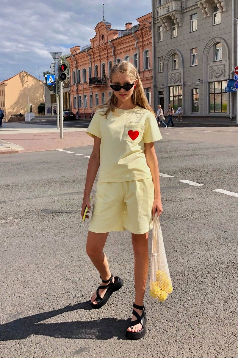Женский комплект с шортами i3i Fashion 402/2 желтый