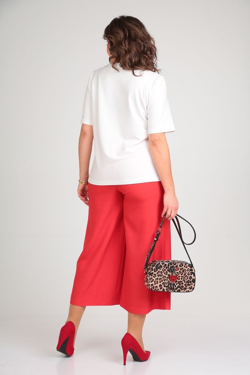 Брючный костюм Michel chic 1336 белый-красный
