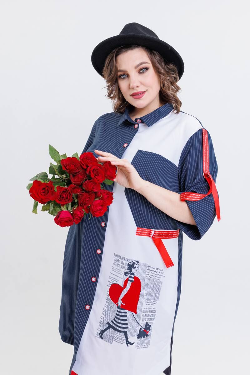 Брючный комплект SandyNa 13591 сине-красный