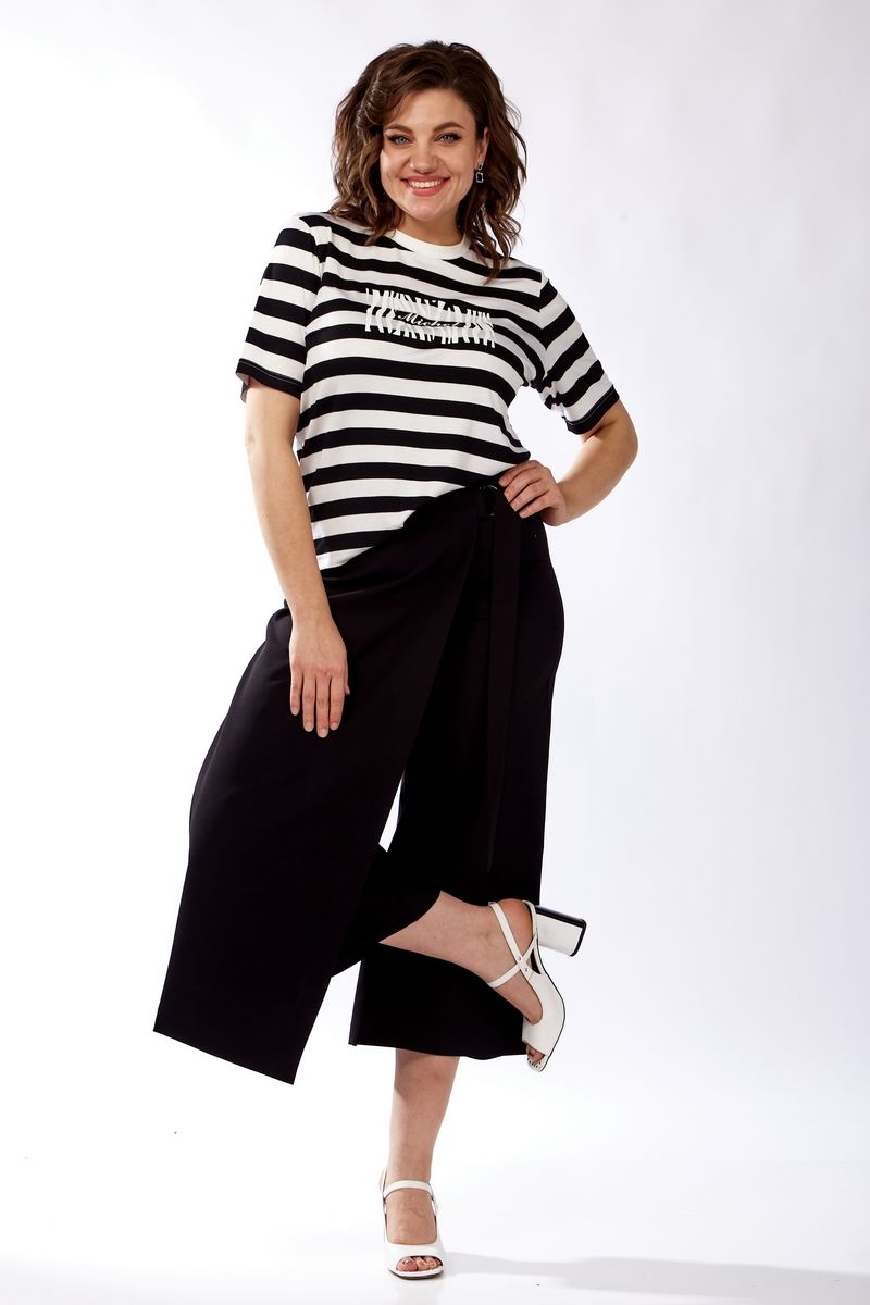 Брючный костюм Michel chic 1336 белый-черный