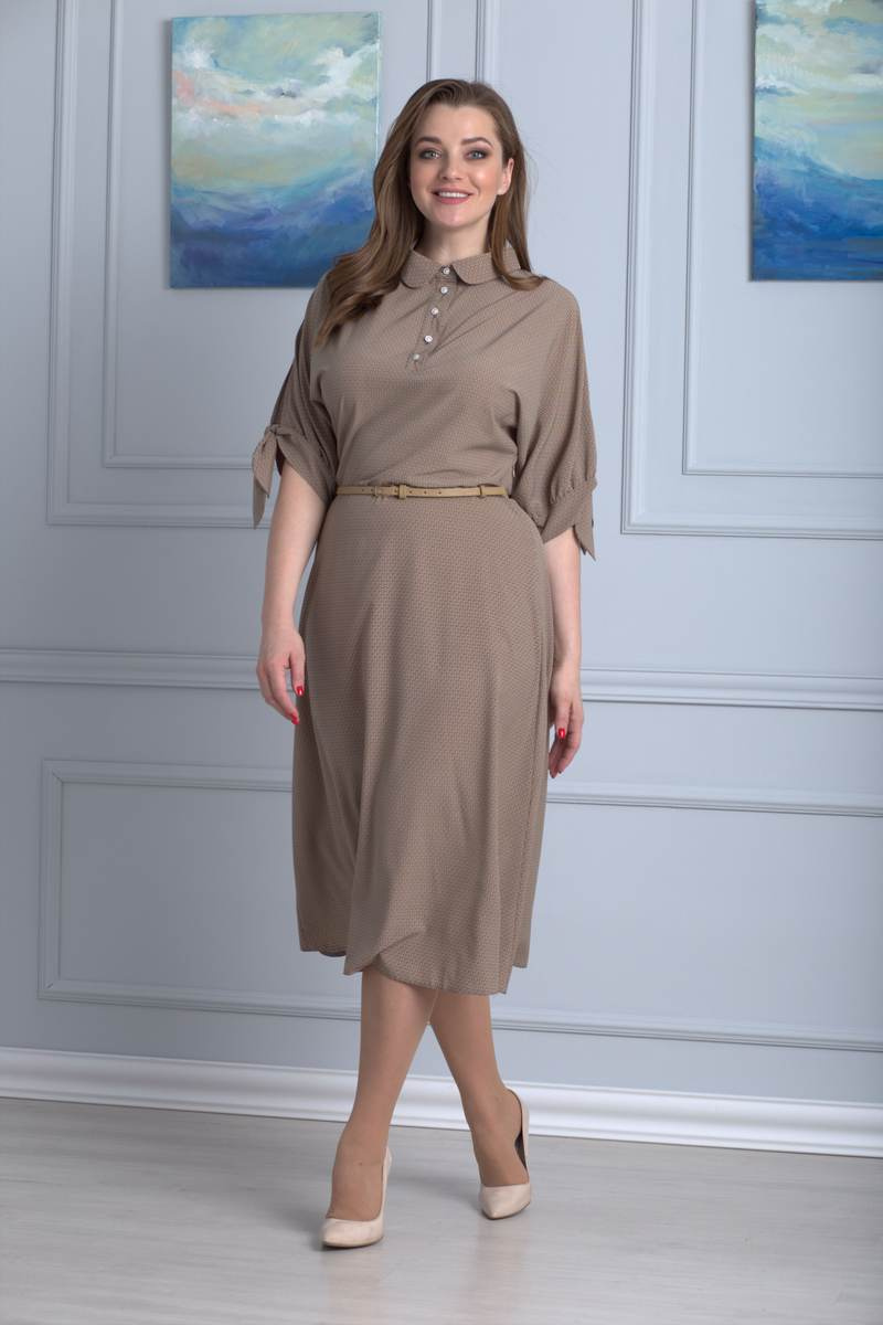 Платья Anelli 670 беж+горох