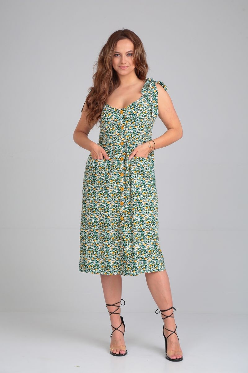 Платья Michel chic 2130 зеленый-цветы