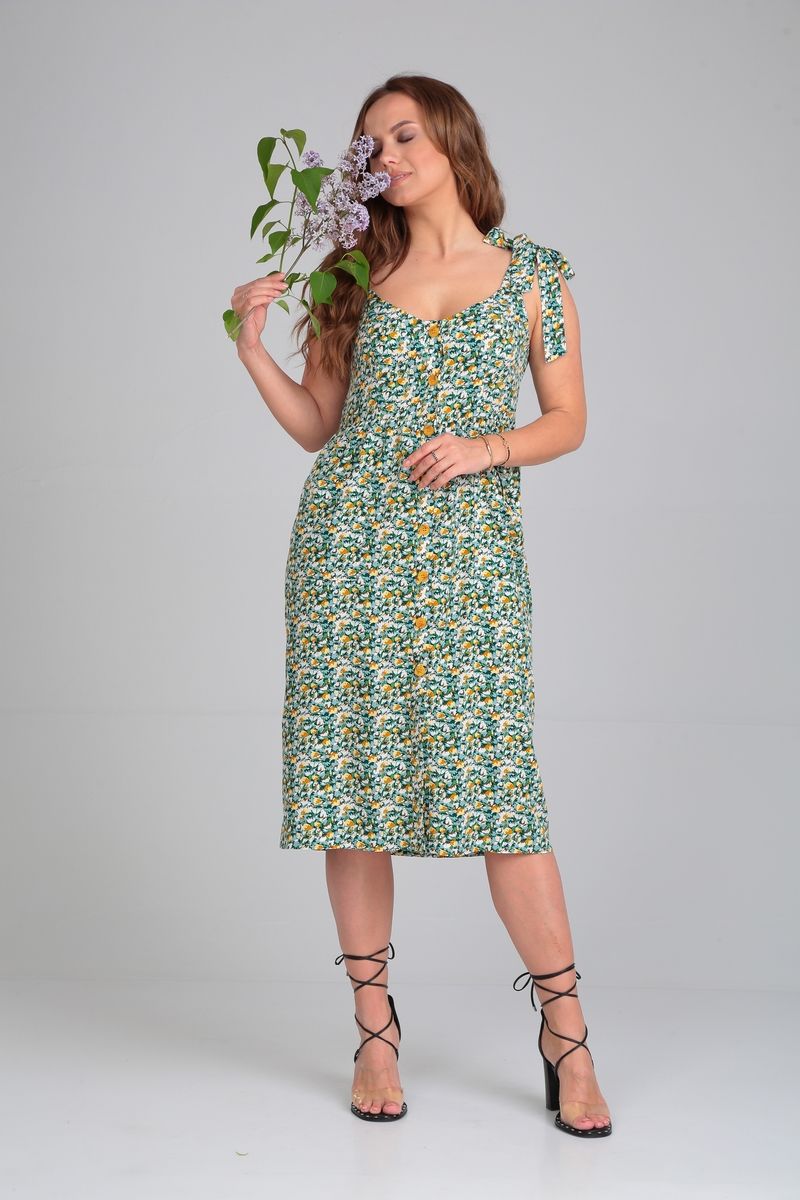 Платья Michel chic 2130 зеленый-цветы