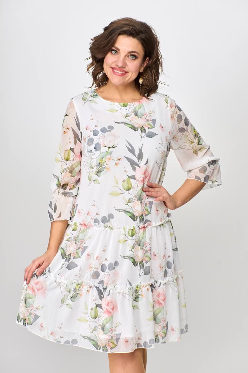 Платья Moda Versal П2328 молочный+цветы