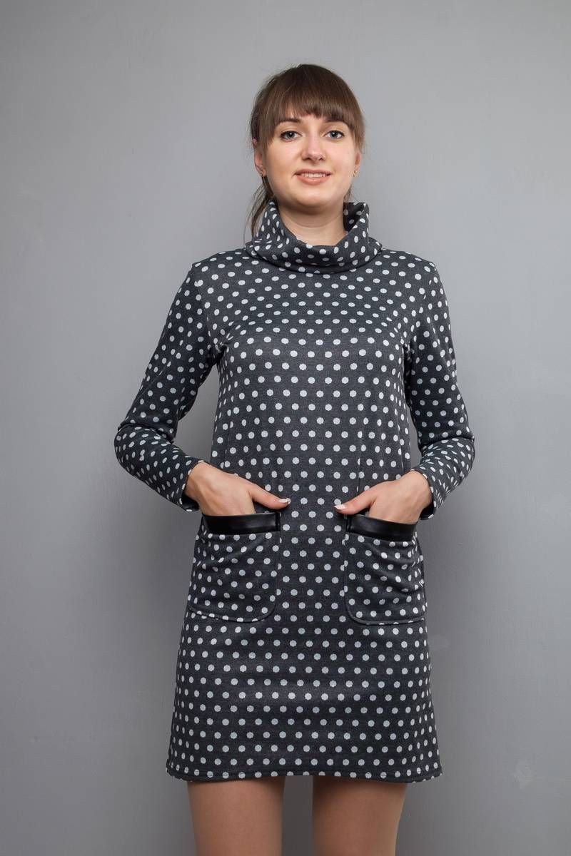 Платья Mita ЖМ845 т.серый/горох