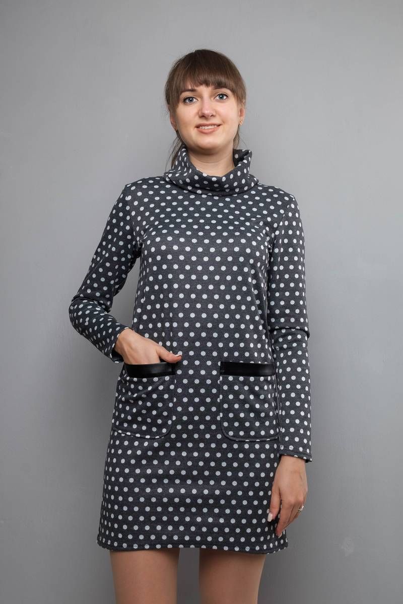 Платья Mita ЖМ845 т.серый/горох