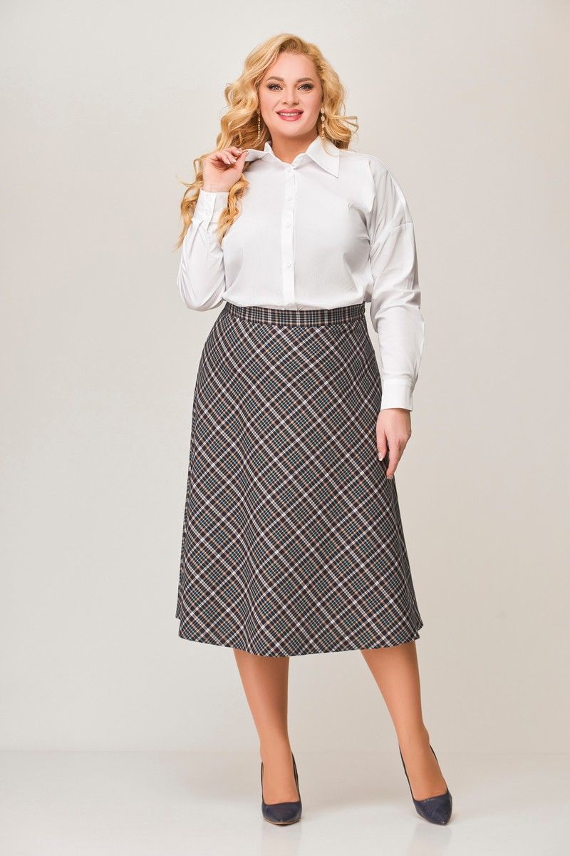 Юбки Swallow 638 сине-бирюзовая_клетка