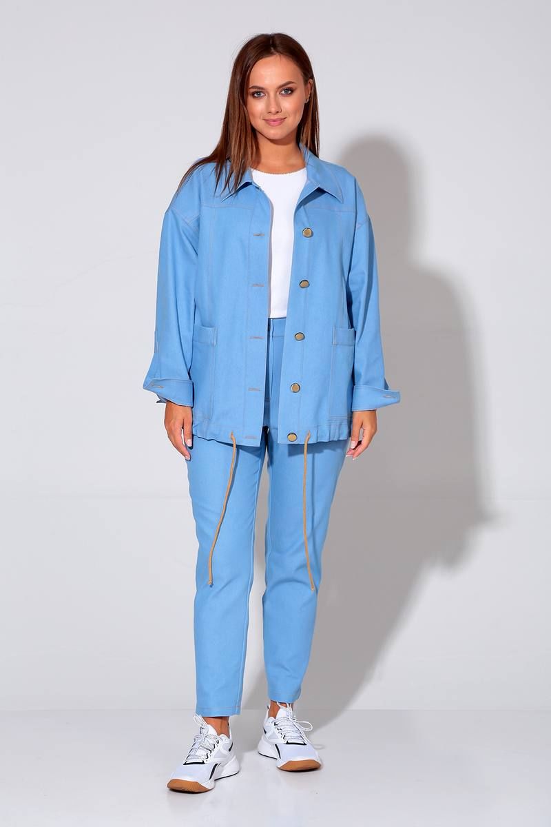 Брючный костюм Liona Style 877 голубой