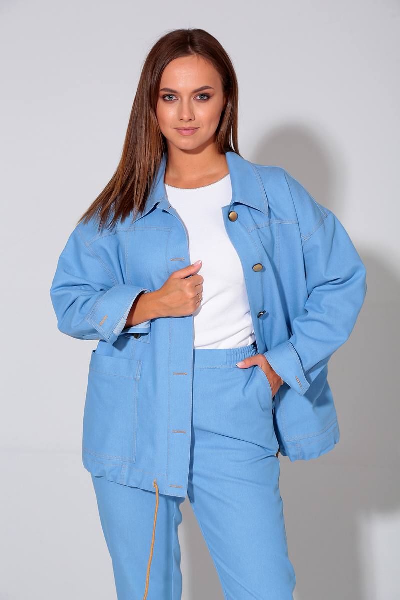 Брючный костюм Liona Style 877 голубой