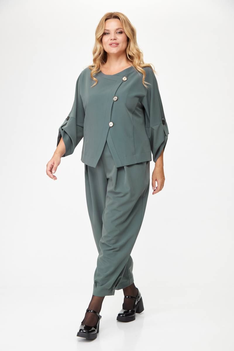 Брючный костюм Michel chic 1355 зеленый_графит