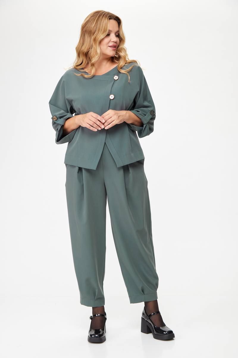 Брючный костюм Michel chic 1355 зеленый_графит