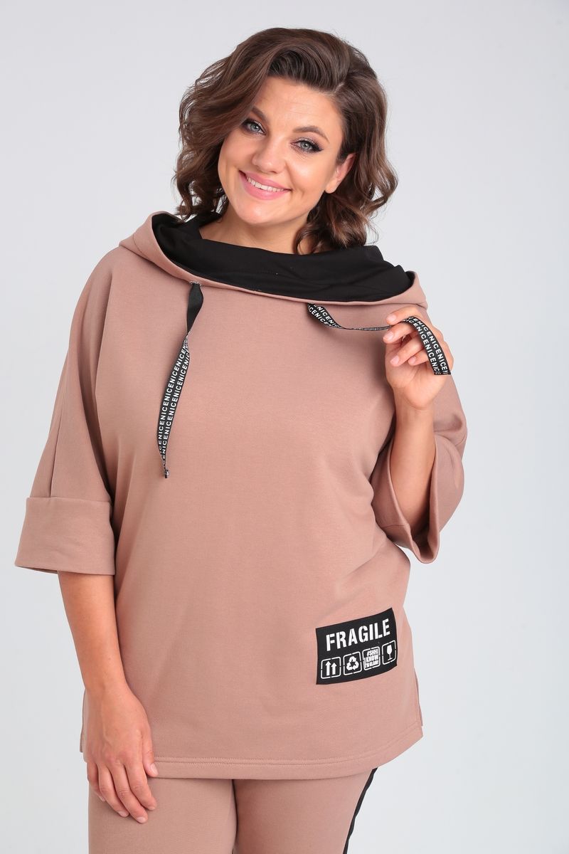 Брючный костюм Michel chic 1358 бежевый-черный