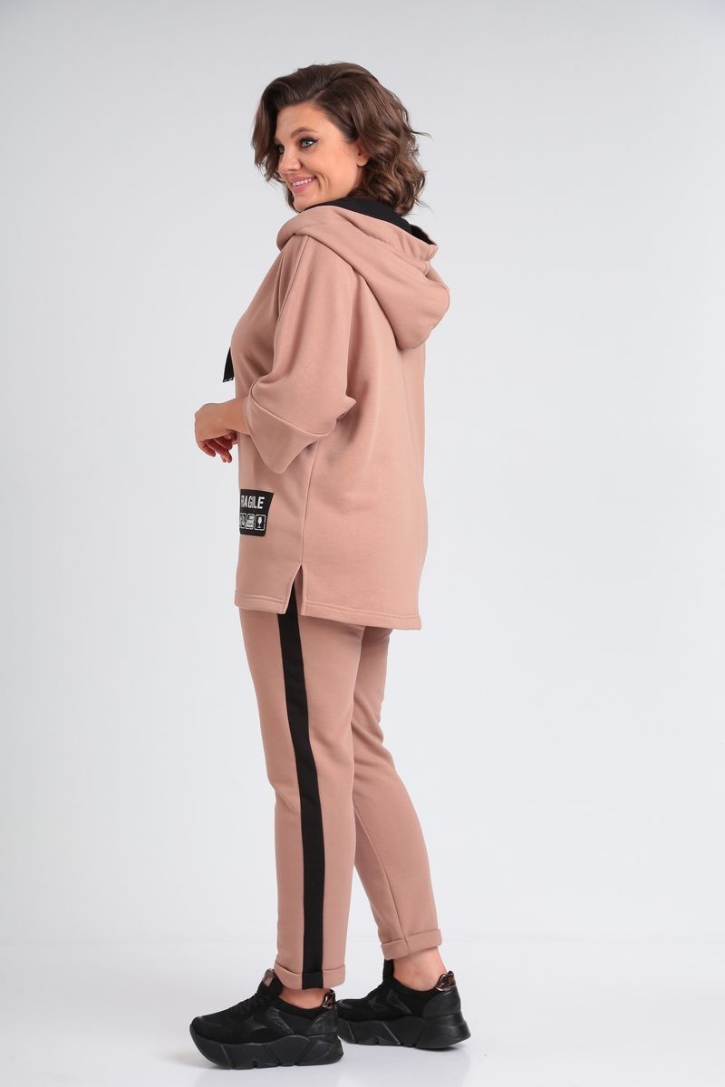 Брючный костюм Michel chic 1358 бежевый-черный