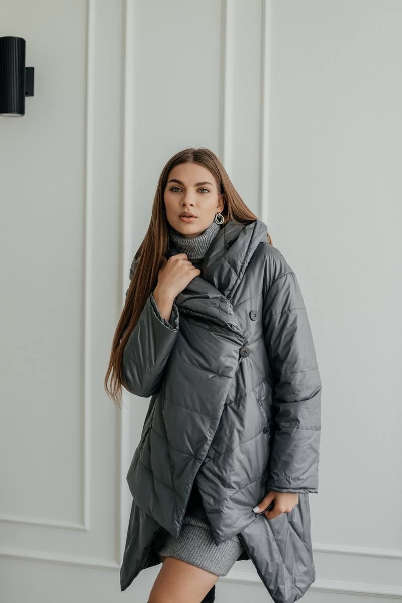 Женское пальто Стильная леди М-661 серый