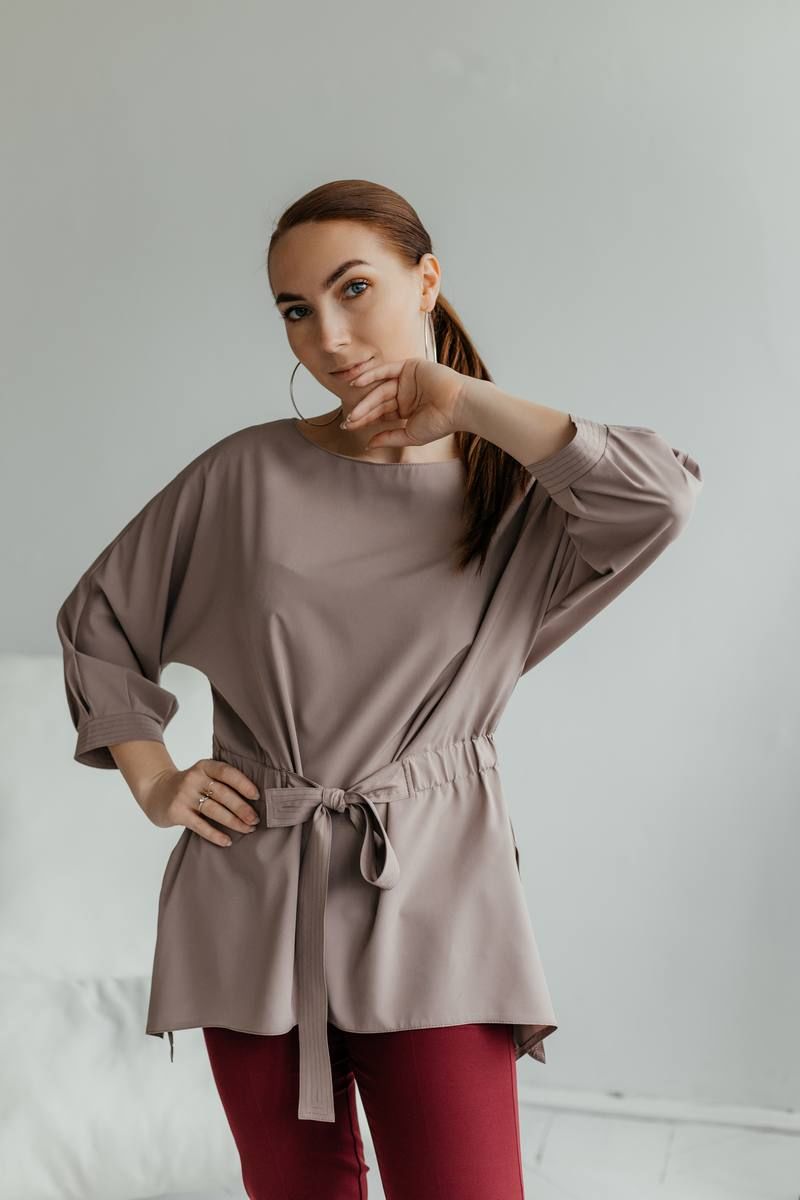 Блузы Стильная леди М-490 капучино
