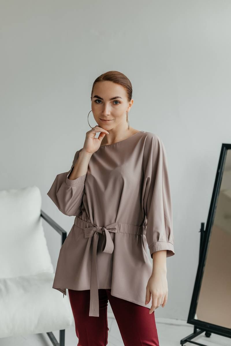 Блузы Стильная леди М-490 капучино