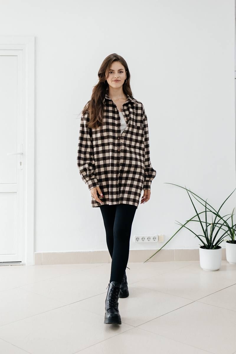Рубашки SK Brand SK3778 клетка/коричневый-бежевый
