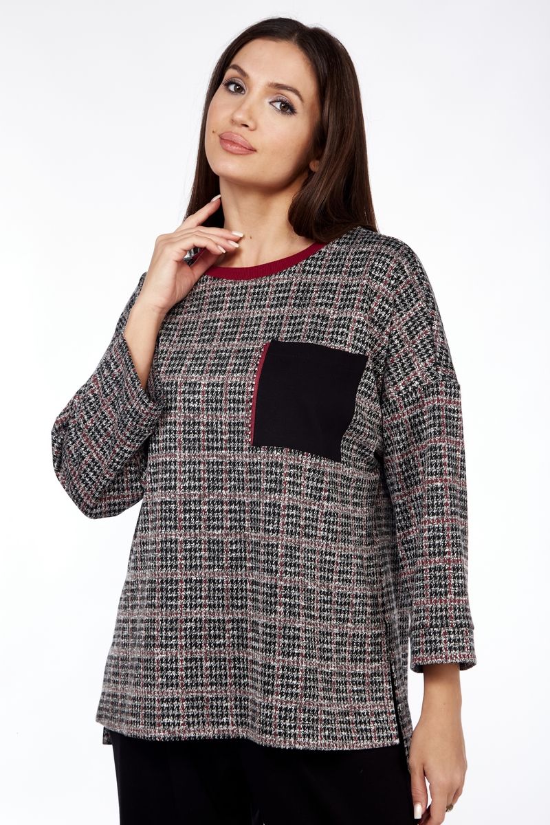 Брючный костюм Michel chic 1360 черный-бордовый