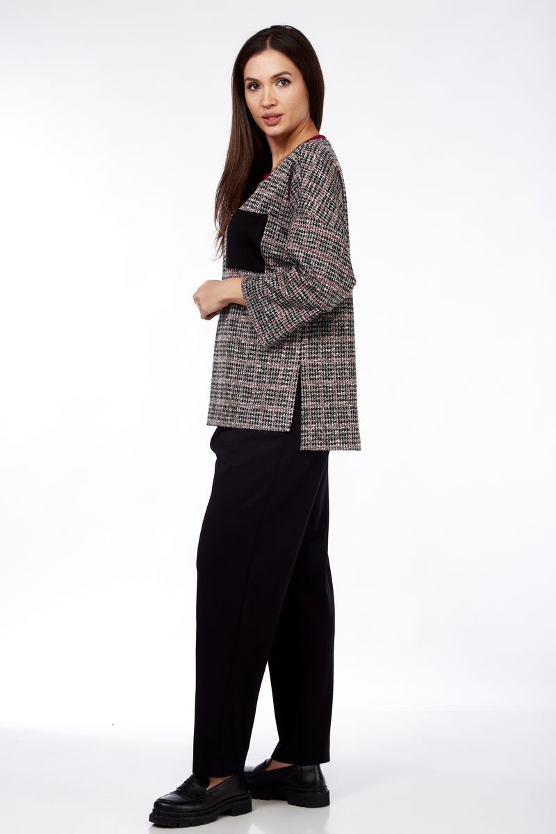Брючный костюм Michel chic 1360 черный-бордовый