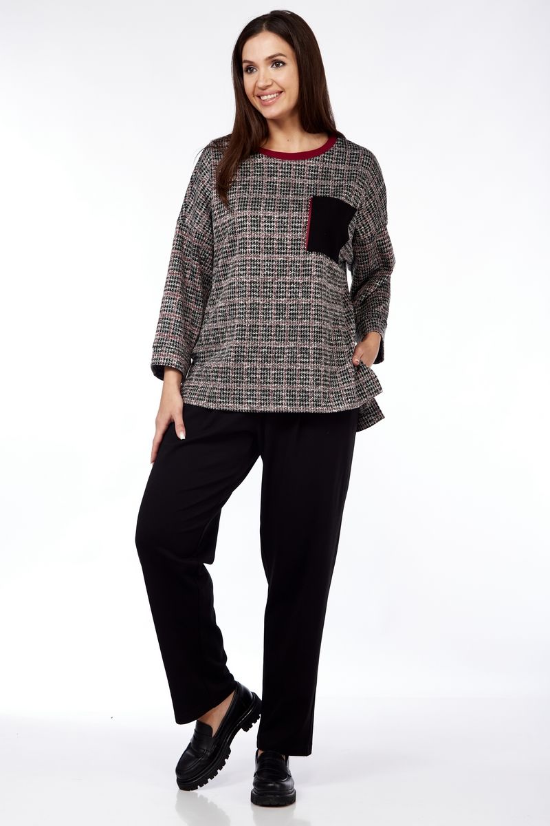 Брючный костюм Michel chic 1360 черный-бордовый