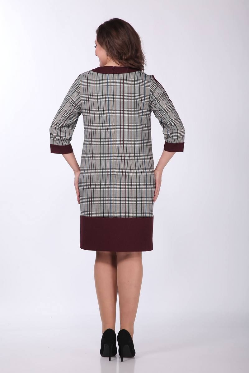 Платья Lady Style Classic 1702 серый_с_бордовым