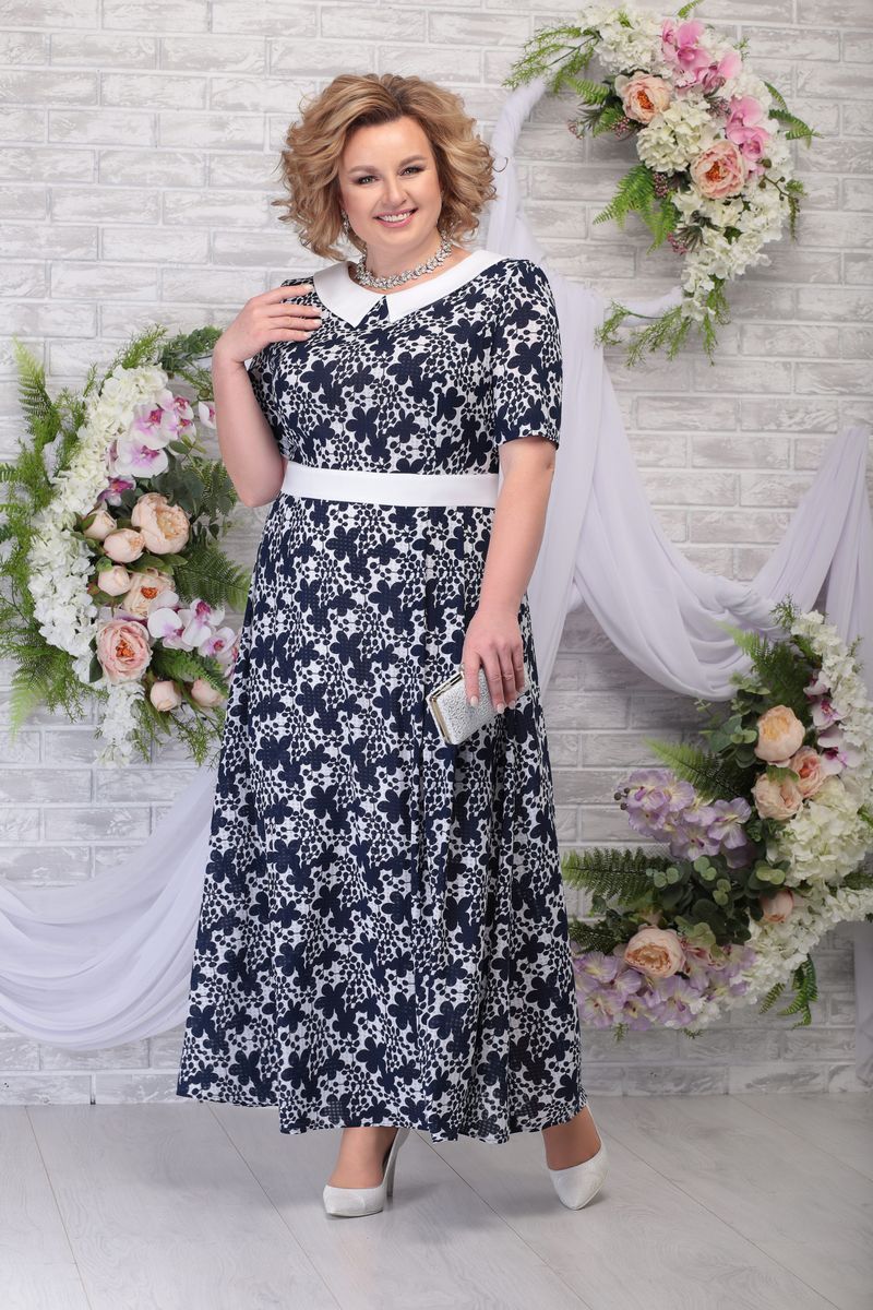 Платья Ninele 295 синие_цветы