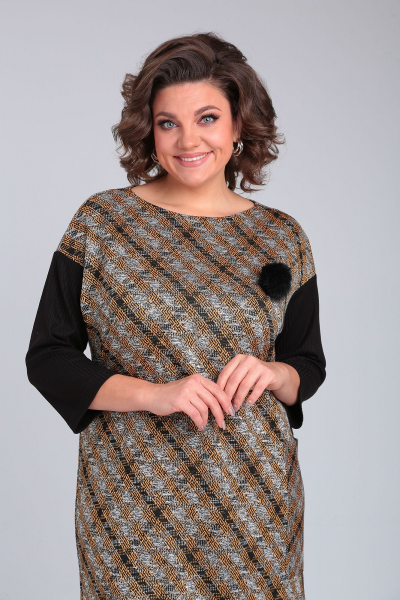 Платья Michel chic 2150 черный-горчичный