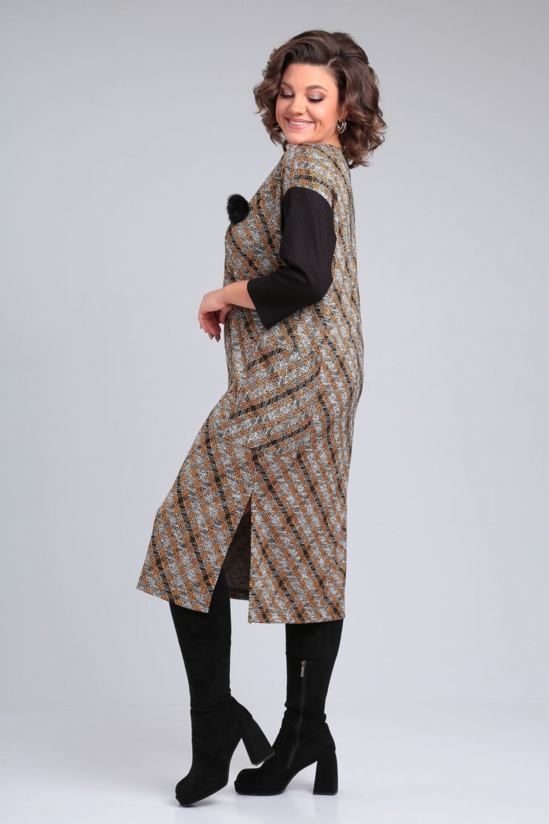 Платья Michel chic 2150 черный-горчичный