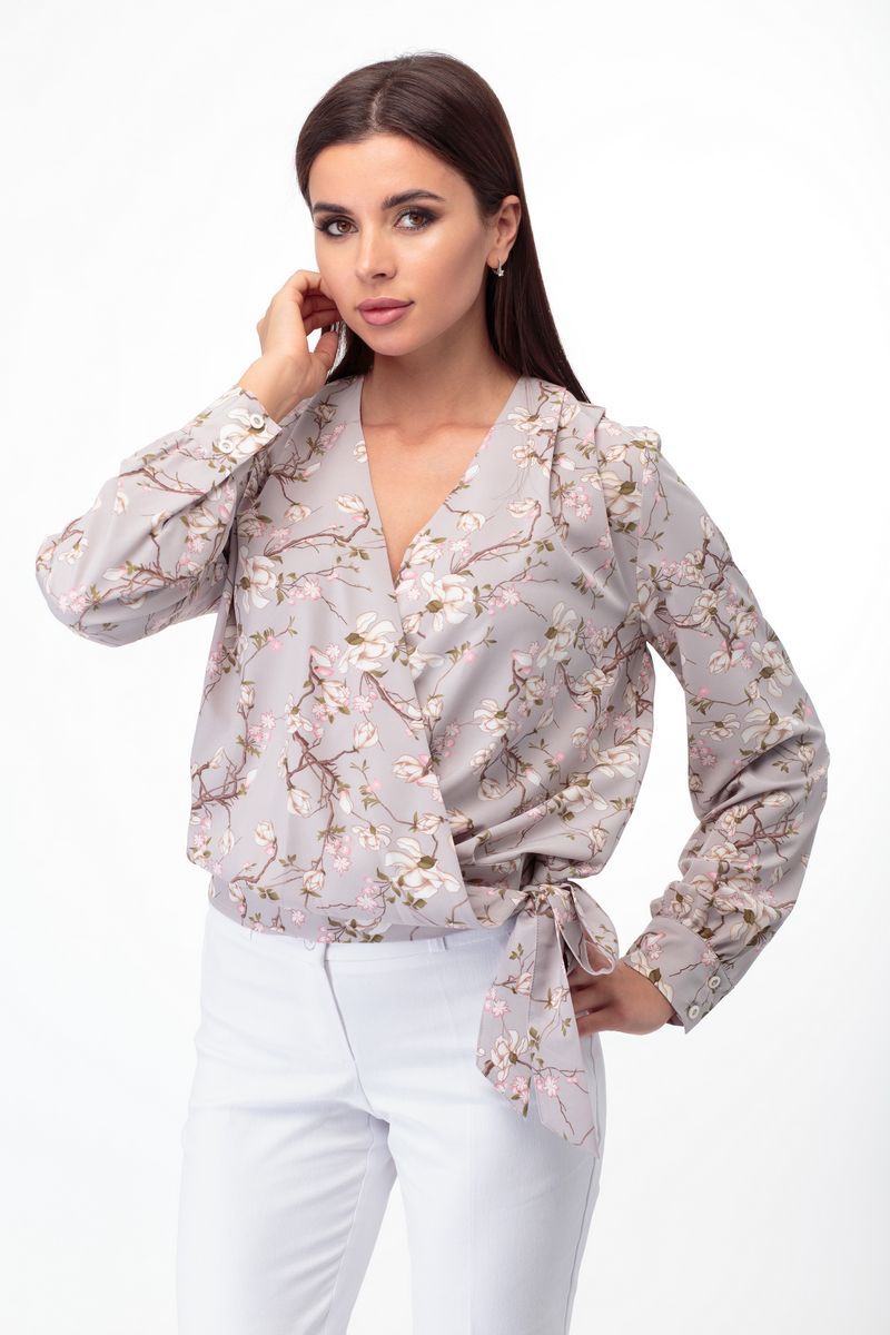 Блузы Anelli 829 серый_цветы