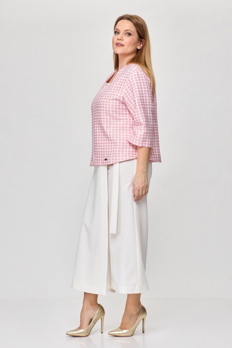 Брючный костюм Michel chic 1335/1 розовый-белый