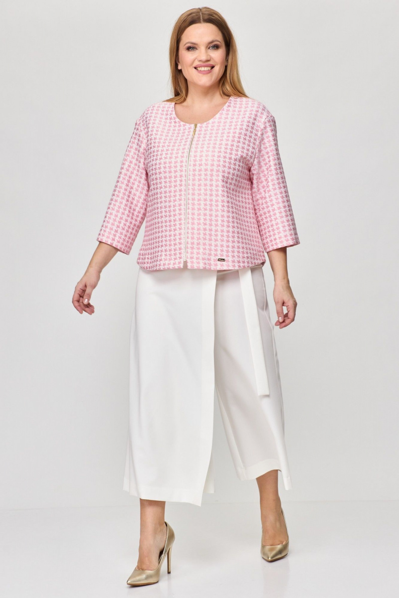 Брючный костюм Michel chic 1335/1 розовый-белый