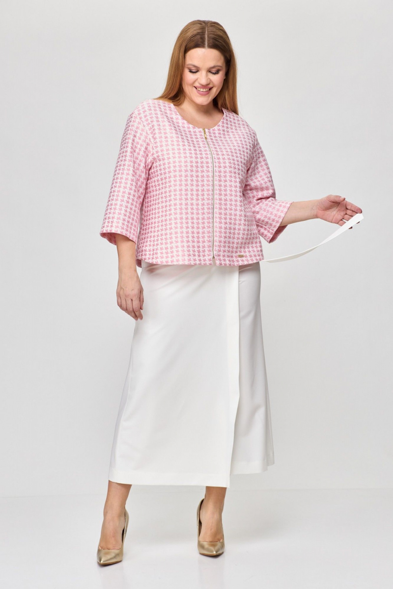 Брючный костюм Michel chic 1335/1 розовый-белый