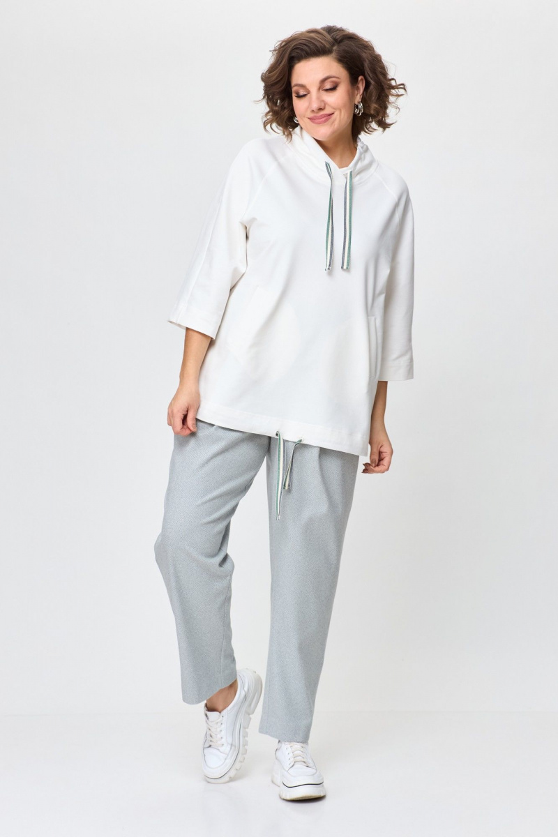 Брючный комплект Michel chic 1366 зеленый,молоко