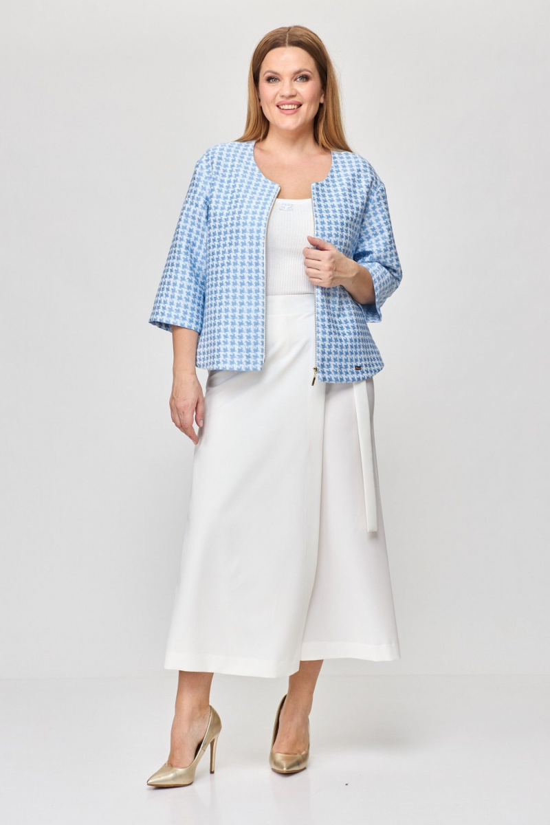 Брючный костюм Michel chic 1335/1 голубой,белый