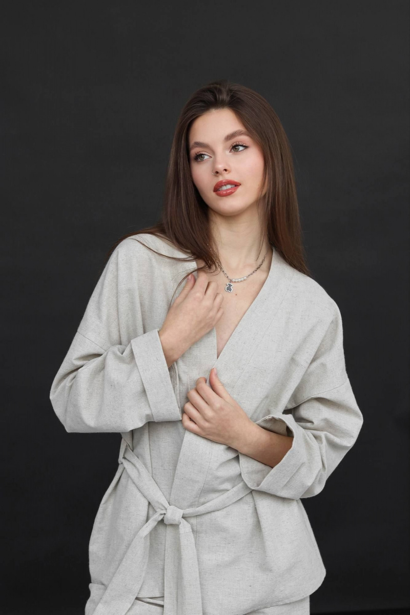 Брючный костюм SK Brand SK7139 серо-бежевый