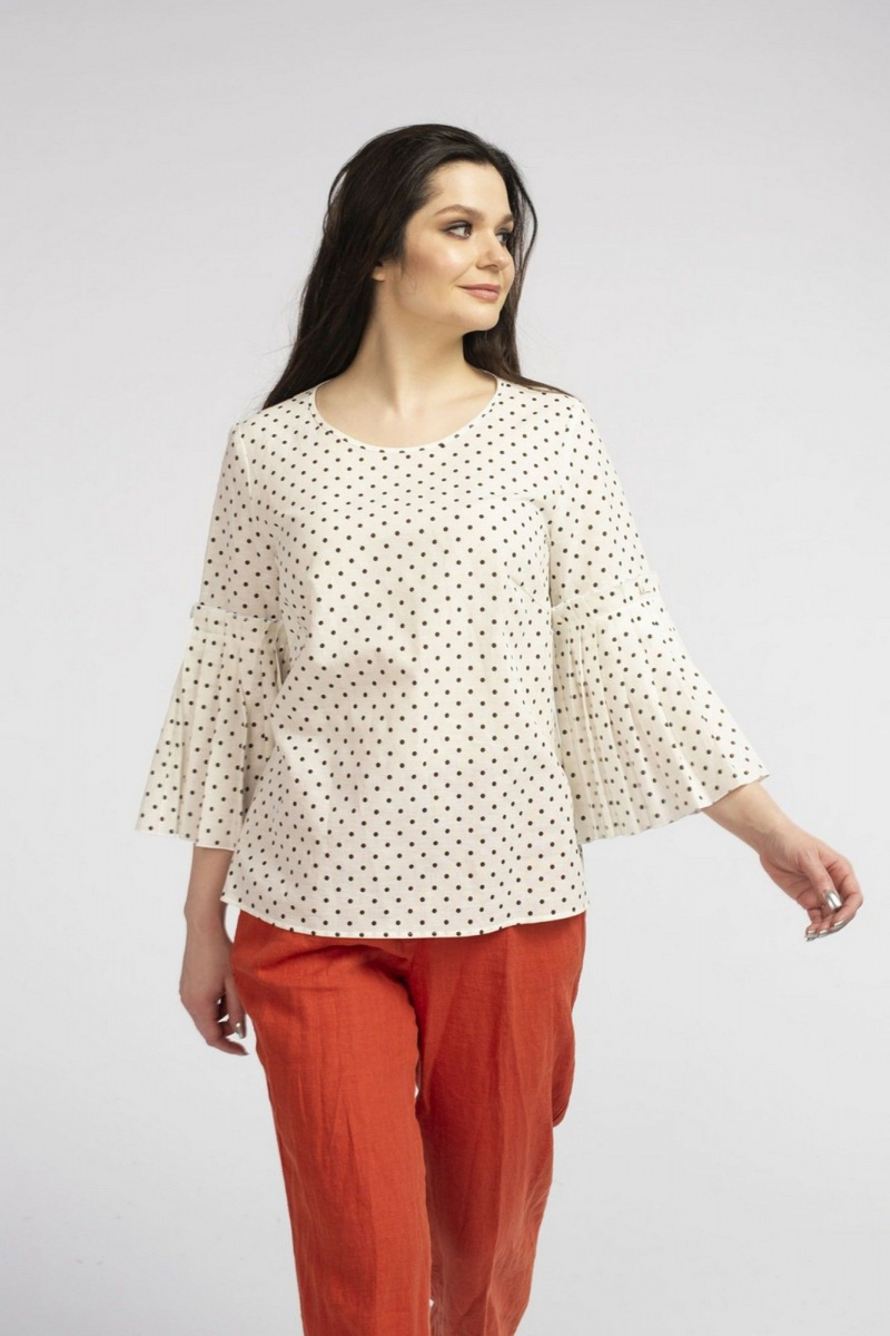 Блузы FASHION CENTRE Л-3708 белый_в_горох