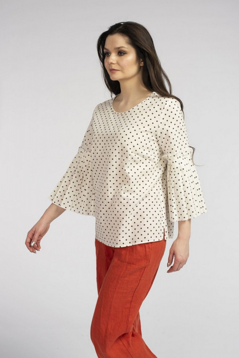 Блузы FASHION CENTRE Л-3708 белый_в_горох