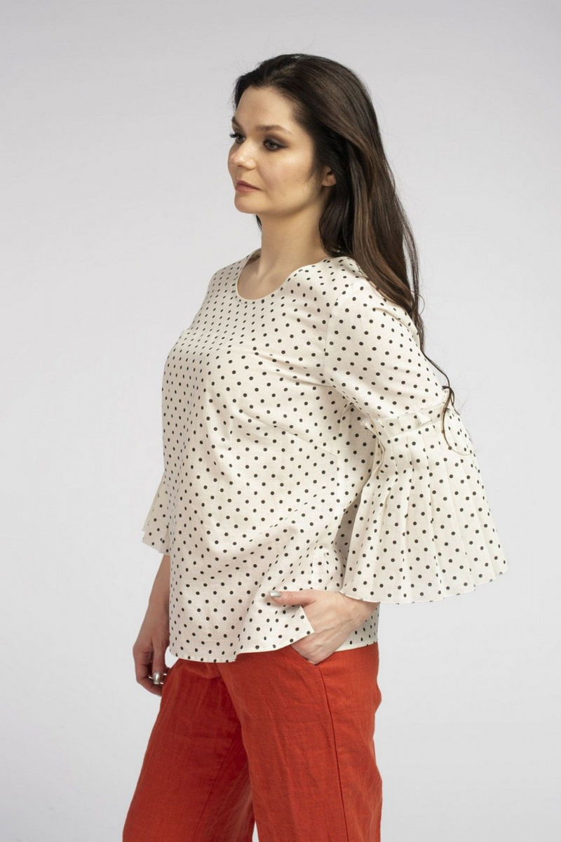 Блузы FASHION CENTRE Л-3708 белый_в_горох