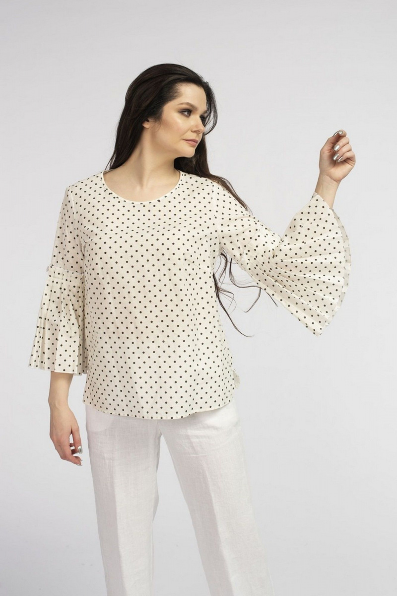 Блузы FASHION CENTRE Л-3708 белый_в_горох