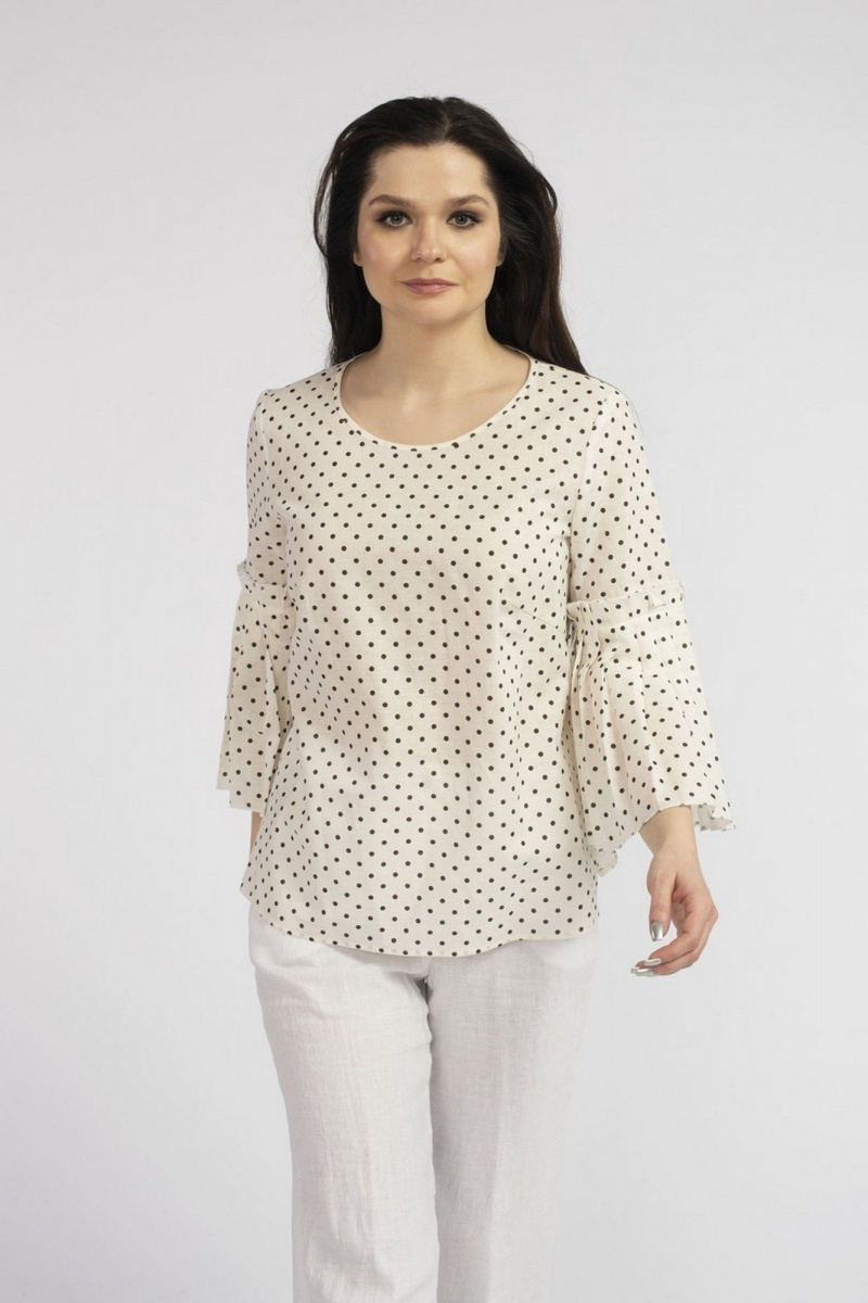 Блузы FASHION CENTRE Л-3708 белый_в_горох