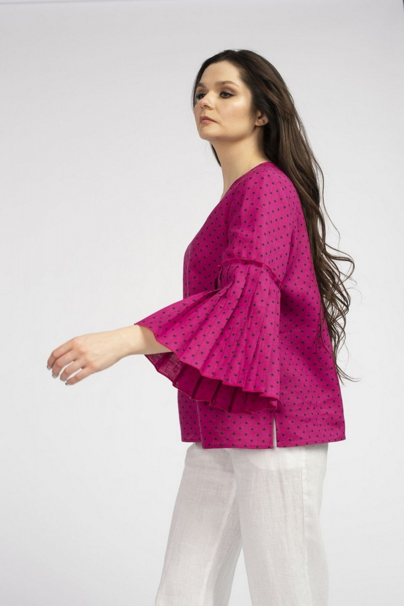 Блузы FASHION CENTRE Л-3708 фуксия_в_горох