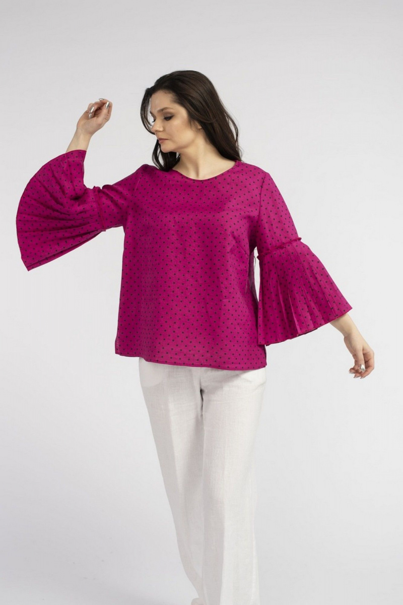 Блузы FASHION CENTRE Л-3708 фуксия_в_горох