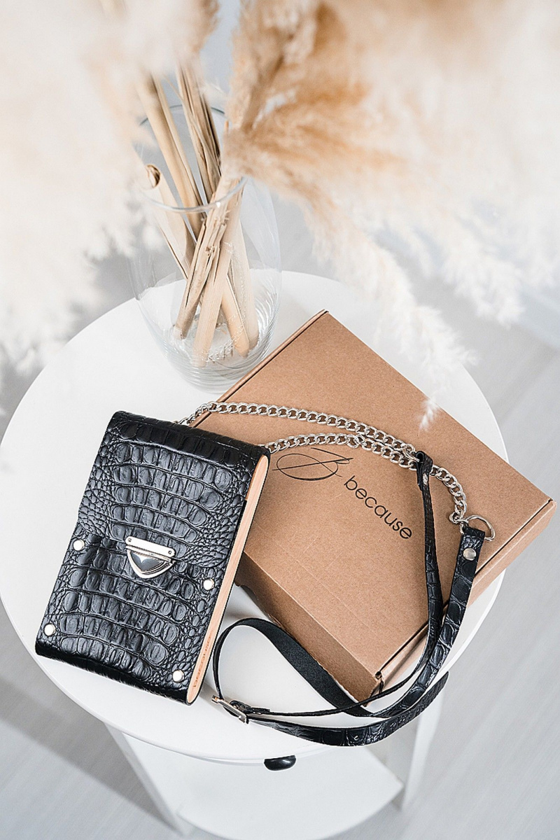 Женская сумка Because COLIBRI BLACK CROCO