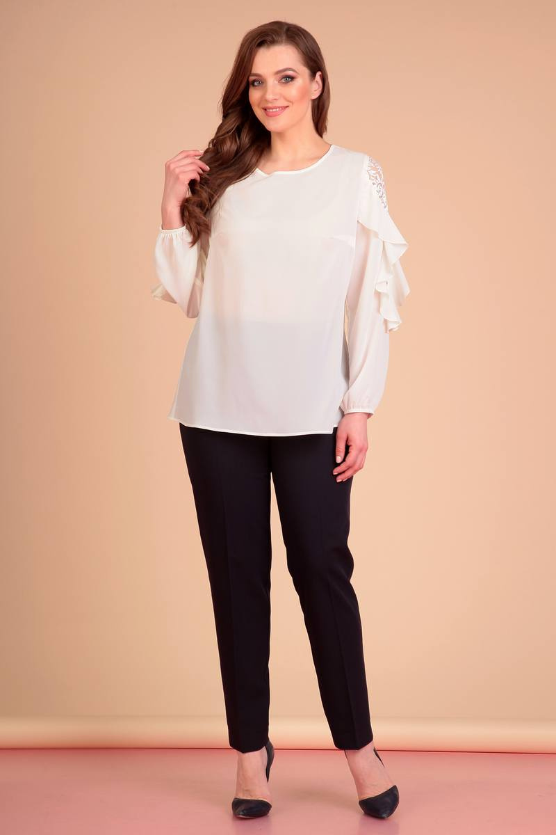 Брючный комплект Liona Style 635 белый/темно-синий