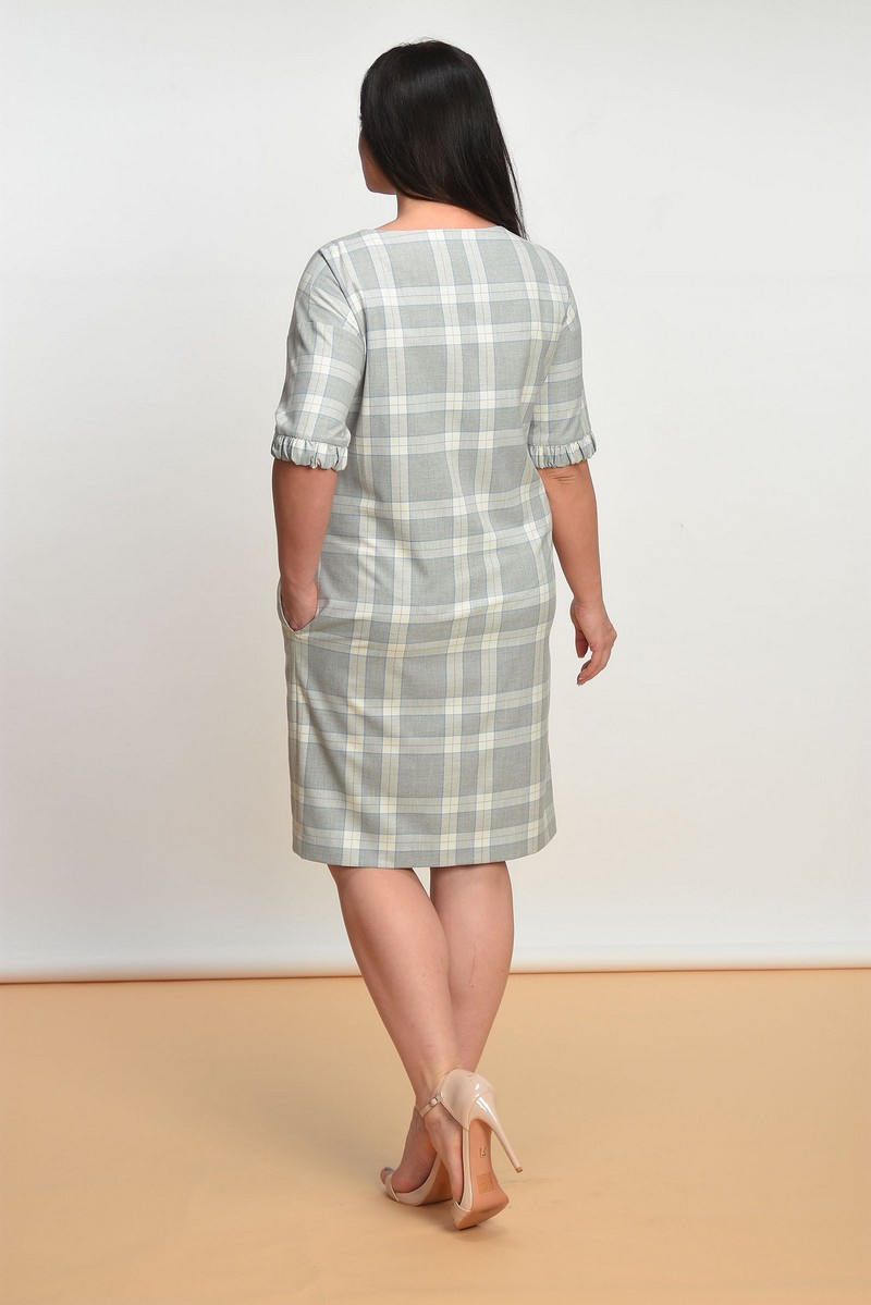 Платья Lady Style Classic 1557 серый+клетка