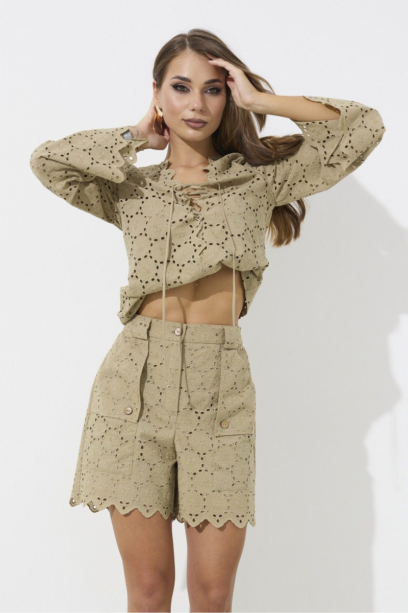 Женский комплект с шортами Mia-Moda 1571 оливковый