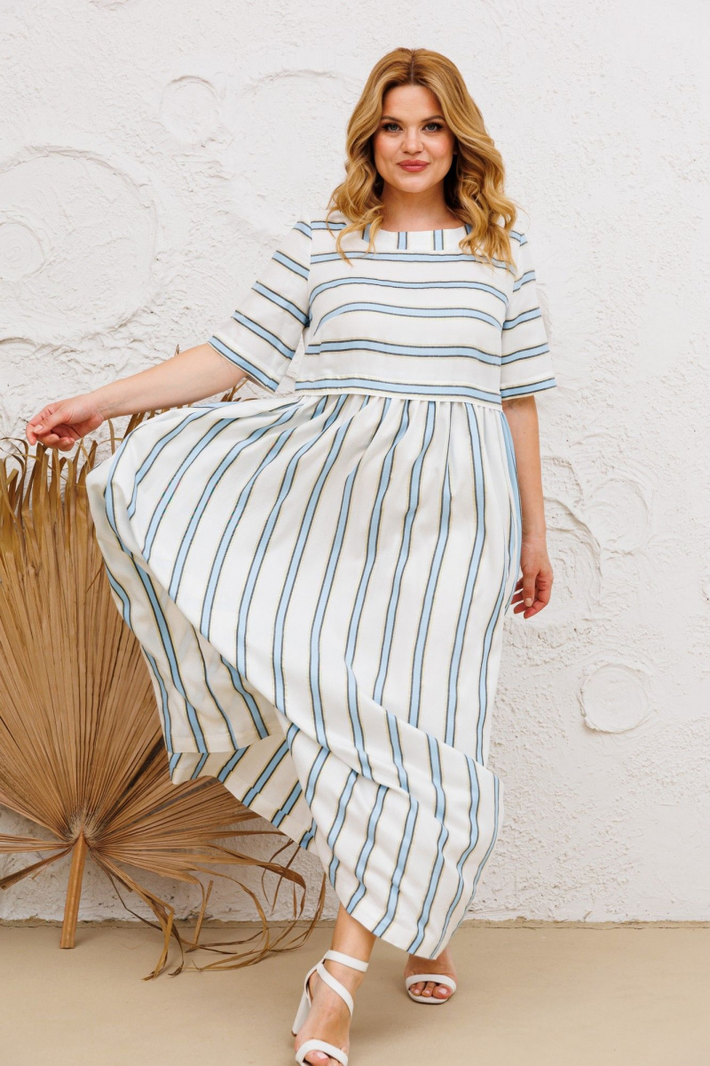 Платья Michel chic 2165 белый+голубой_полоска