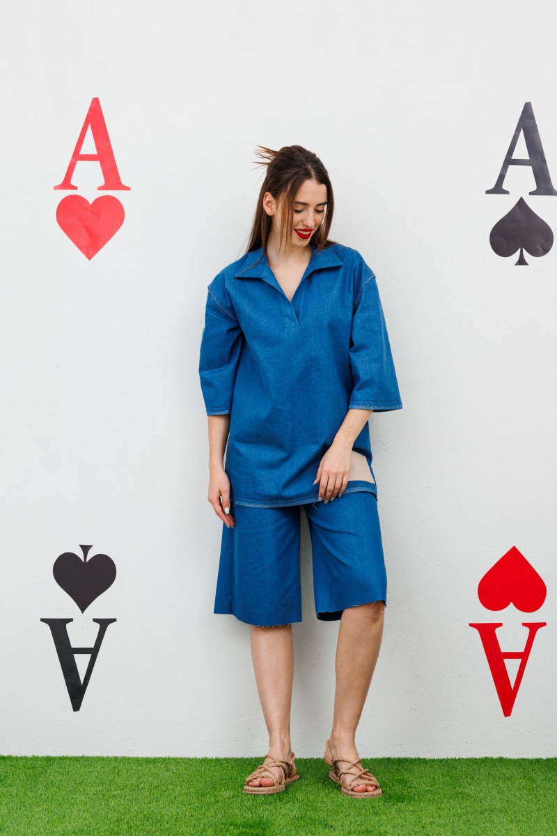 Женский комплект с шортами NikVa 547-1 синий