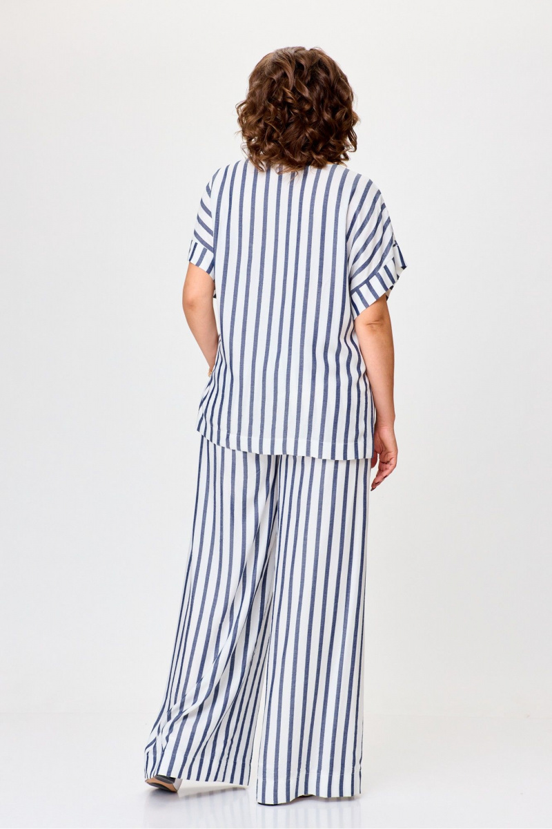 Брючный комплект Michel chic 1384 белый,синий,полоска