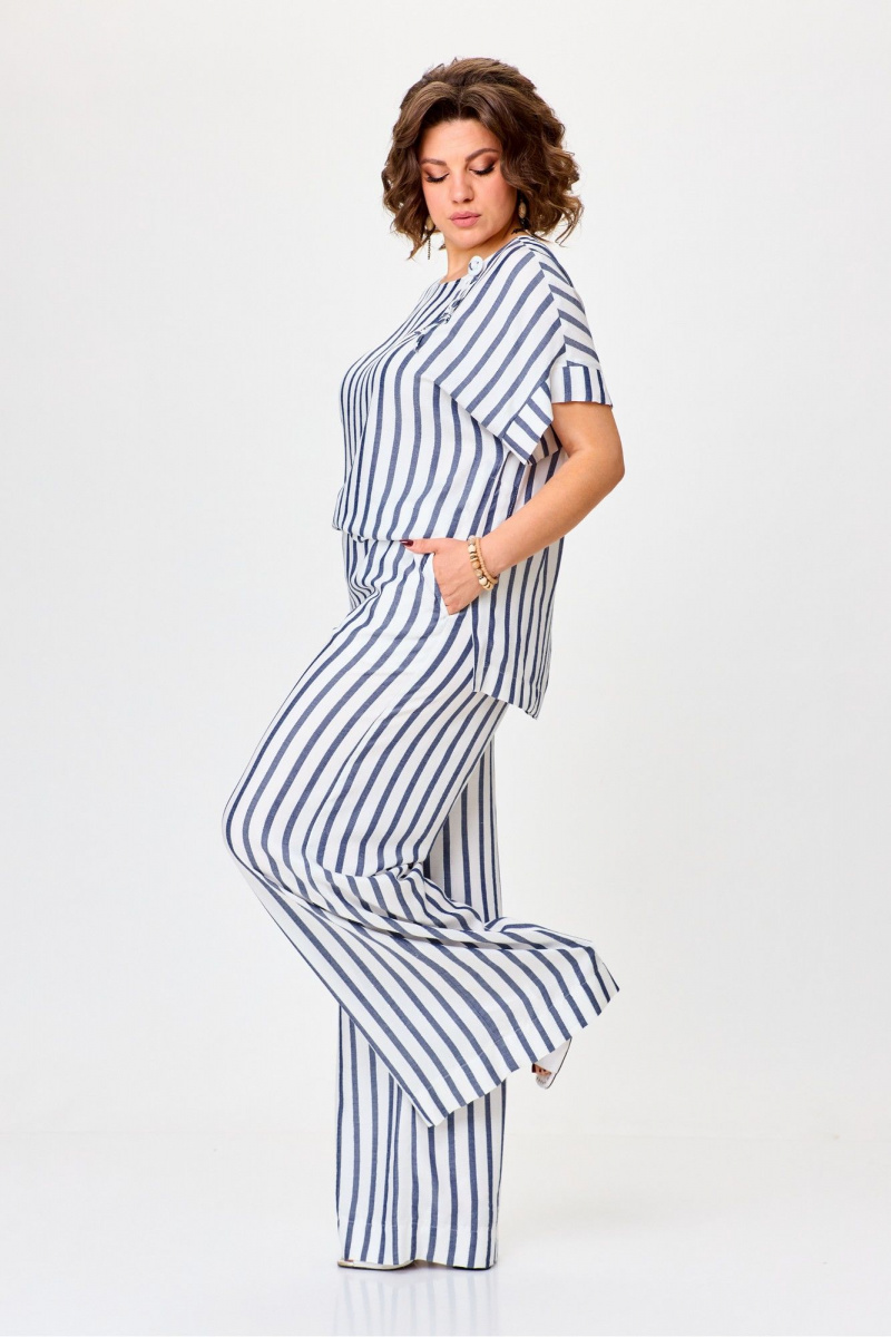 Брючный комплект Michel chic 1384 белый,синий,полоска
